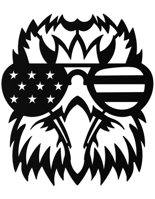 Load image into Gallery viewer, American Flag Eagle Silhouette Metal Wall Art – Patriotic Black Steel Home Decor- KAF496
