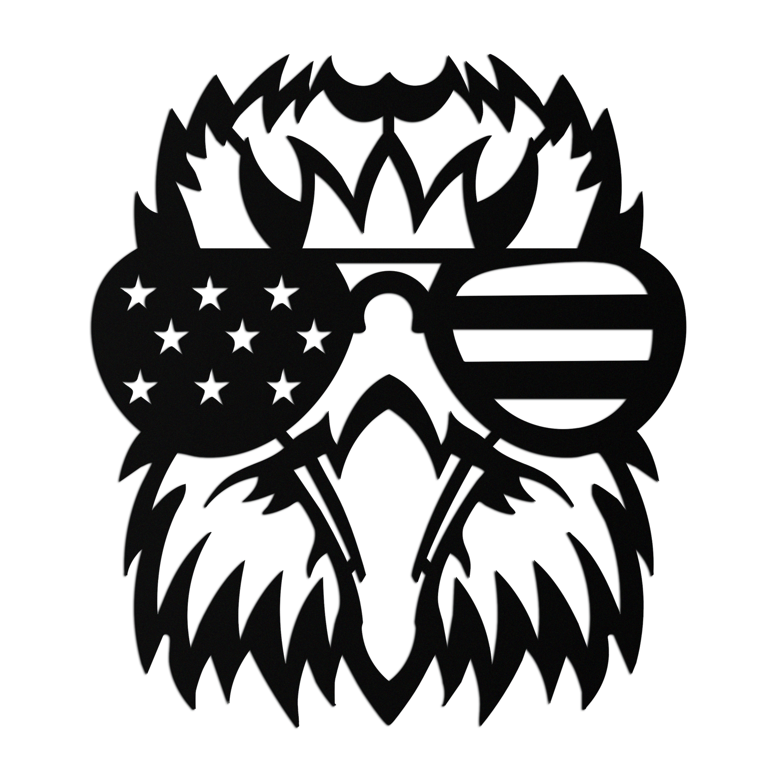 American Flag Eagle Silhouette Metal Wall Art – Patriotic Black Steel Home Decor- KAF496
