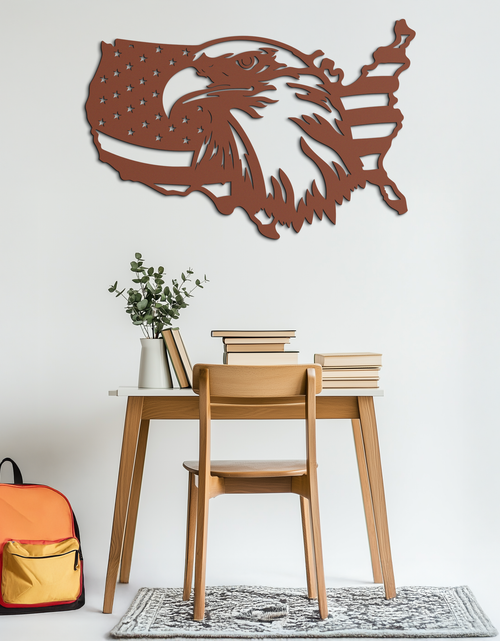 Load image into Gallery viewer, American Flag Eagle Silhouette Metal Wall Art – Patriotic USA Decor for Home &amp; Office- KAF497

