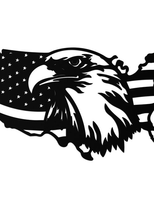 Load image into Gallery viewer, American Flag Eagle Silhouette Metal Wall Art – Patriotic USA Decor for Home &amp; Office- KAF497
