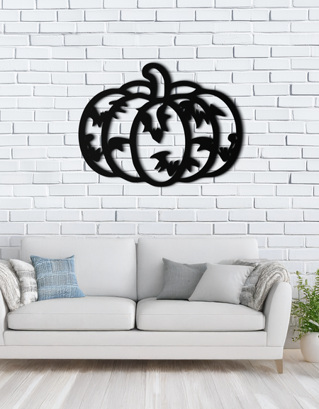 Cadılar Bayramı Balkabağı Yüzleri Metal Duvar Sanatı – Ürkütücü Siyah Çelik Dekorasyon- KAF502