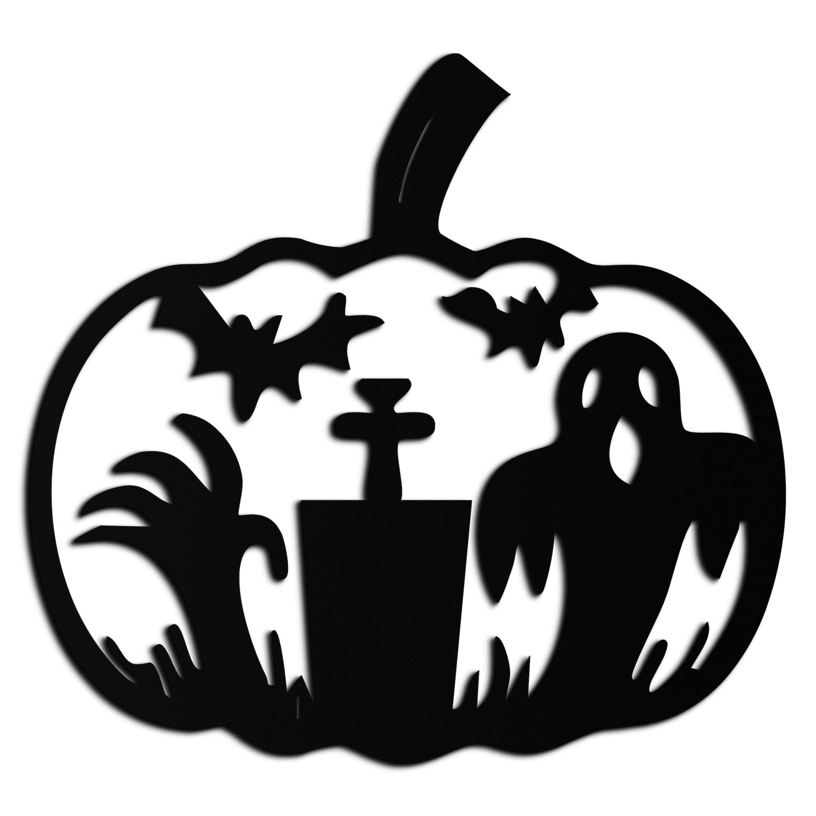 Halloween Ghost Pumpkin Metal Wall Art – Black Steel Spooky Holiday Decoration- KAF503