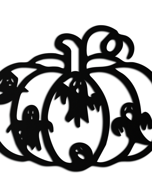 Load image into Gallery viewer, Halloween Pumpkin and Ghosts Metal Wall Art – Spooky Black Steel Decoration- KAF505
