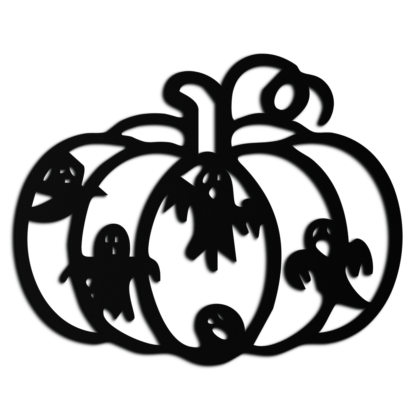 Halloween Pumpkin and Ghosts Metal Wall Art – Spooky Black Steel Decoration- KAF505