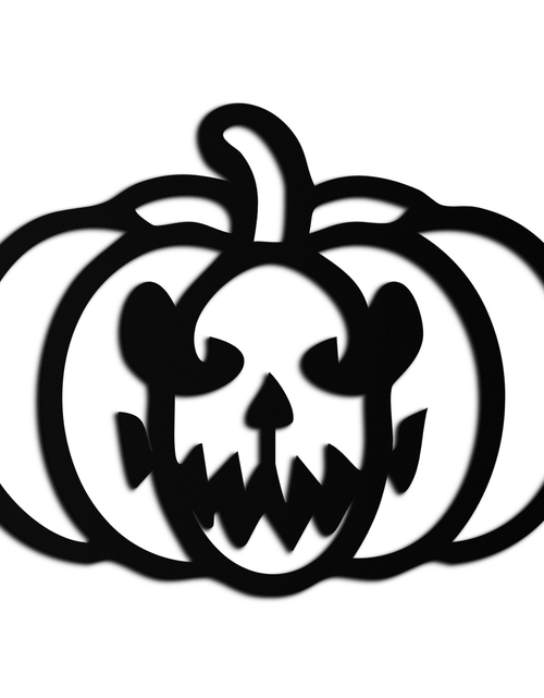 Load image into Gallery viewer, Scary Pumpkin Face Metal Wall Art – Black Steel Halloween Decor- KAF507
