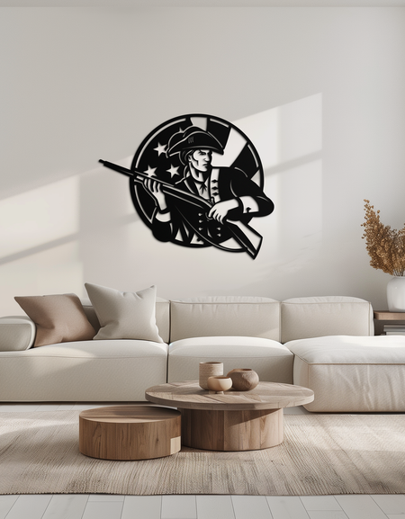 Vatansever Asker Silüeti Metal Duvar Sanatı – Siyah Çelik Askeri Ev Dekoru- KAF508