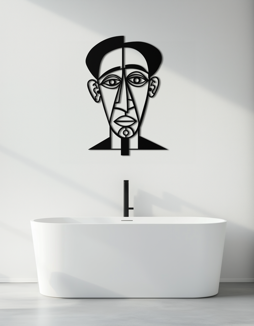 Resmi Galeri görüntüleyicisine yükleyin, Soyut Yüz Çizgi Sanatı Metal Duvar Dekoru – Modern Siyah Minimalist Heykel- KAF509
