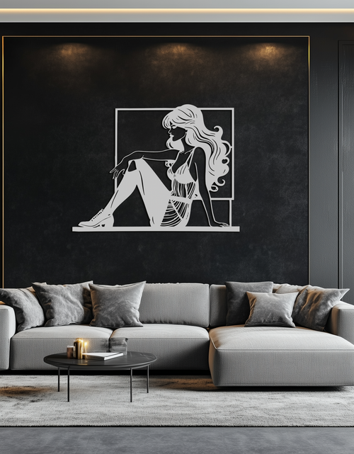 Load image into Gallery viewer, Elegant Woman Silhouette Metal Wall Art – Modern Black Feminine Home Decor- KAF511
