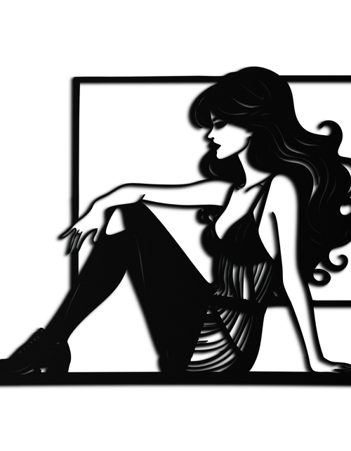 Load image into Gallery viewer, Elegant Woman Silhouette Metal Wall Art – Modern Black Feminine Home Decor- KAF511
