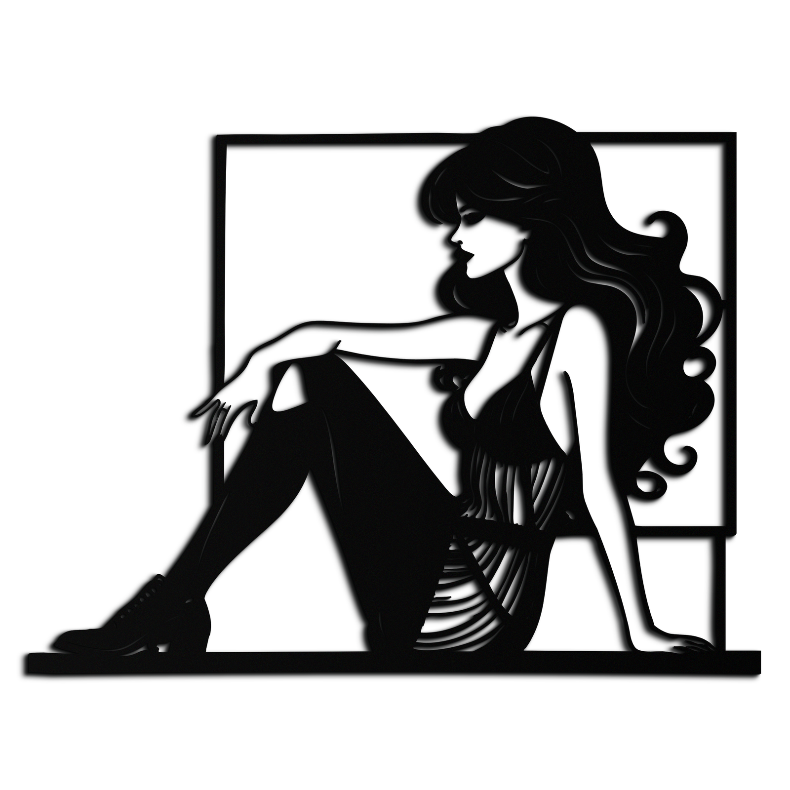 Elegant Woman Silhouette Metal Wall Art – Modern Black Feminine Home Decor- KAF511