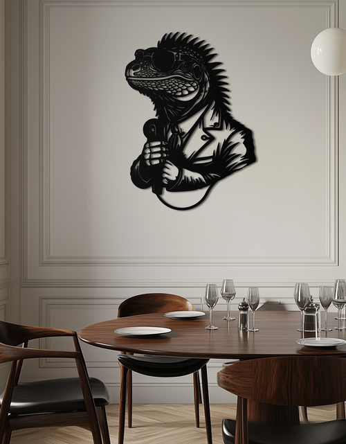Load image into Gallery viewer, Cool Lizard Metal Wall Art – Unique Reptile Selfie Decor for Home and Office- KAF512
