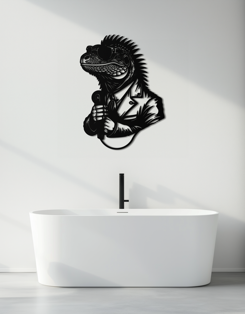 Load image into Gallery viewer, Cool Lizard Metal Wall Art – Unique Reptile Selfie Decor for Home and Office- KAF512
