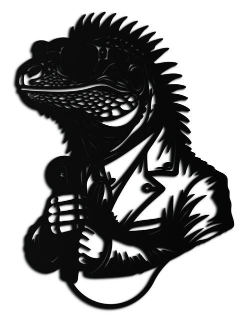 Load image into Gallery viewer, Cool Lizard Metal Wall Art – Unique Reptile Selfie Decor for Home and Office- KAF512

