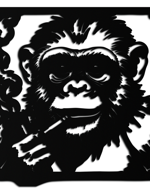 Load image into Gallery viewer, Smoking Chimpanzee Metal Wall Art – Cool Monkey Black Metal Wall Decor for Home- KAF513
