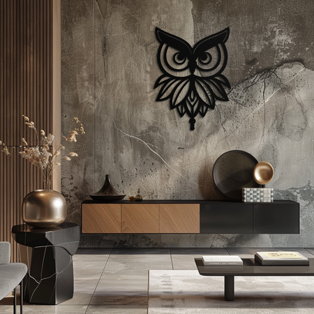 Owl Silhouette Metal Wall Art – Black Steel Bird Wall Decor for Modern Homes- KAF517