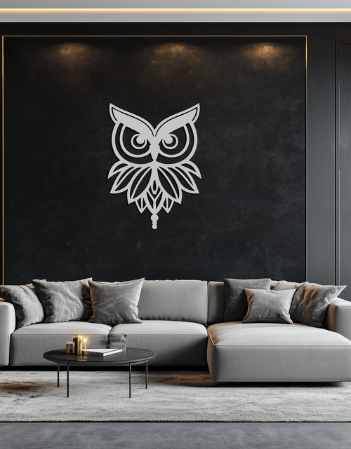 Resmi Galeri görüntüleyicisine yükleyin, Baykuş Silüeti Metal Duvar Sanatı – Modern Evler İçin Siyah Çelik Kuş Duvar Dekoru- KAF517
