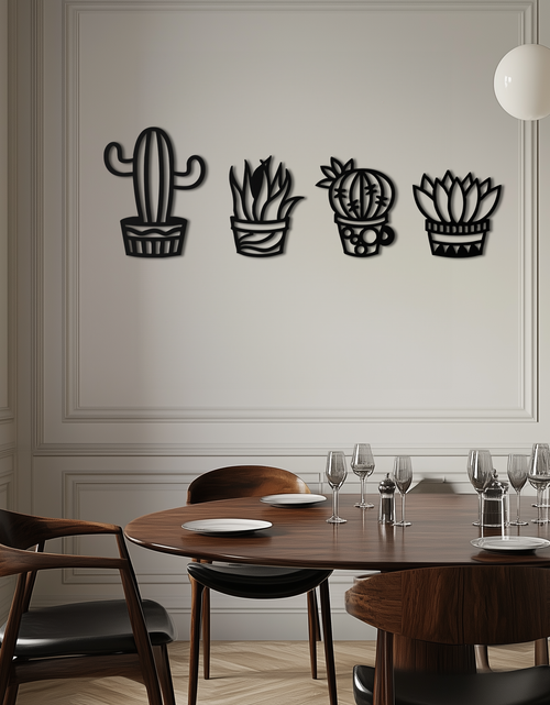 Load image into Gallery viewer, Cactus Silhouette Metal Wall Art – Modern Black Botanical Garden Decor- KAF520
