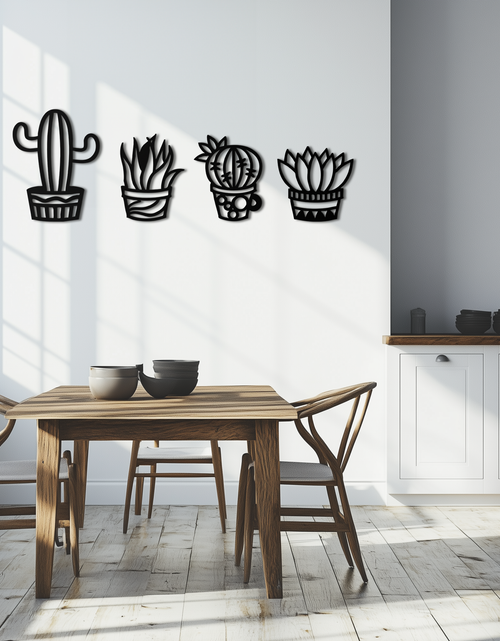 Load image into Gallery viewer, Cactus Silhouette Metal Wall Art – Modern Black Botanical Garden Decor- KAF520
