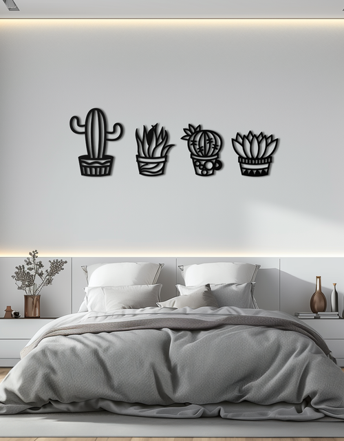 Load image into Gallery viewer, Cactus Silhouette Metal Wall Art – Modern Black Botanical Garden Decor- KAF520
