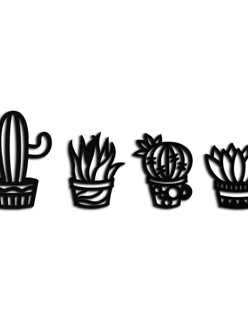 Load image into Gallery viewer, Cactus Silhouette Metal Wall Art – Modern Black Botanical Garden Decor- KAF520
