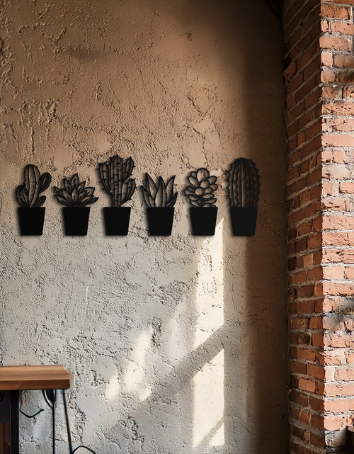 Load image into Gallery viewer, Cactus Succulent Plant Metal Wall Art – Modern Black Botanical Home Decor- KAF521
