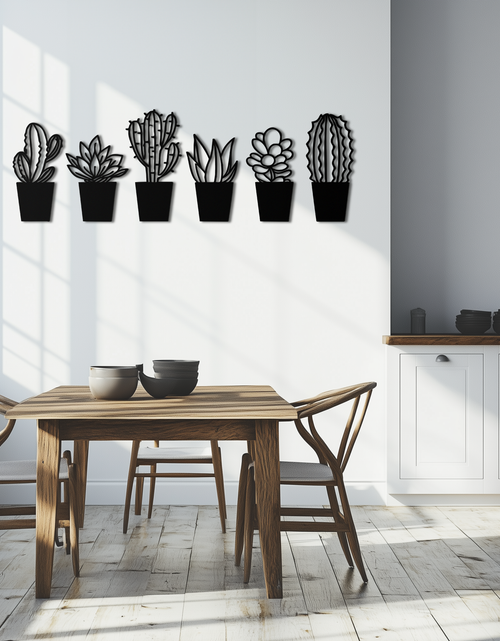 Load image into Gallery viewer, Cactus Succulent Plant Metal Wall Art – Modern Black Botanical Home Decor- KAF521
