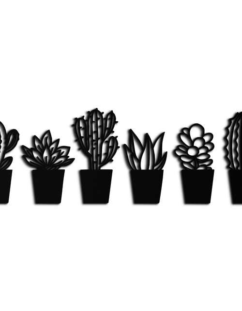 Load image into Gallery viewer, Cactus Succulent Plant Metal Wall Art – Modern Black Botanical Home Decor- KAF521
