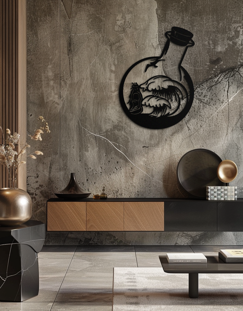 Resmi Galeri görüntüleyicisine yükleyin, Okyanus Dalgaları ve Buda Silüeti Metal Duvar Sanatı – Zen Coastal Home Decor- KAF522
