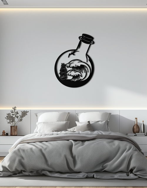 Resmi Galeri görüntüleyicisine yükleyin, Okyanus Dalgaları ve Buda Silüeti Metal Duvar Sanatı – Zen Coastal Home Decor- KAF522
