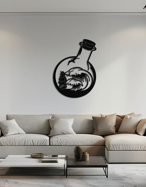 Resmi Galeri görüntüleyicisine yükleyin, Okyanus Dalgaları ve Buda Silüeti Metal Duvar Sanatı – Zen Coastal Home Decor- KAF522
