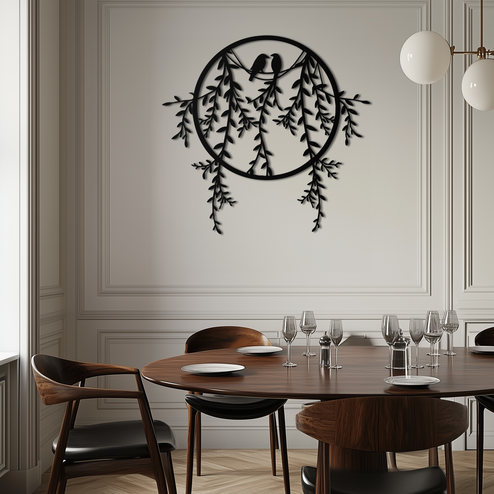 Love Birds Metal Wall Art – Romantic Nature Inspired Black Metal Decor- KAF523