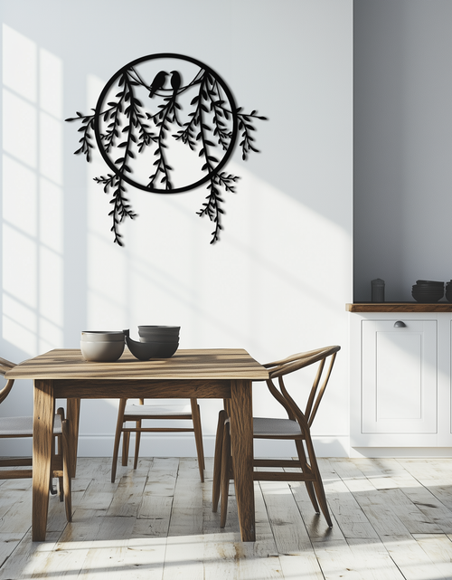Load image into Gallery viewer, Love Birds Metal Wall Art – Romantic Nature Inspired Black Metal Decor- KAF523
