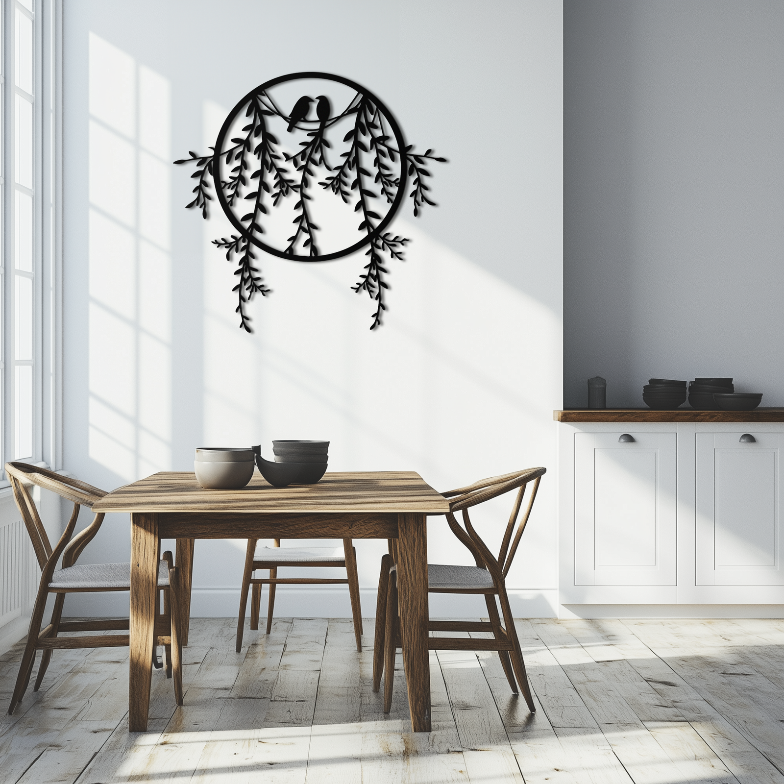 Love Birds Metal Wall Art – Romantic Nature Inspired Black Metal Decor- KAF523