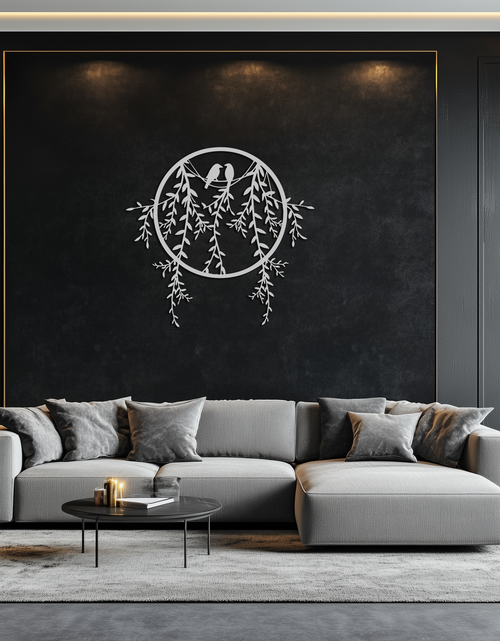 Load image into Gallery viewer, Love Birds Metal Wall Art – Romantic Nature Inspired Black Metal Decor- KAF523
