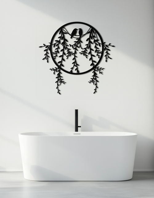 Load image into Gallery viewer, Love Birds Metal Wall Art – Romantic Nature Inspired Black Metal Decor- KAF523
