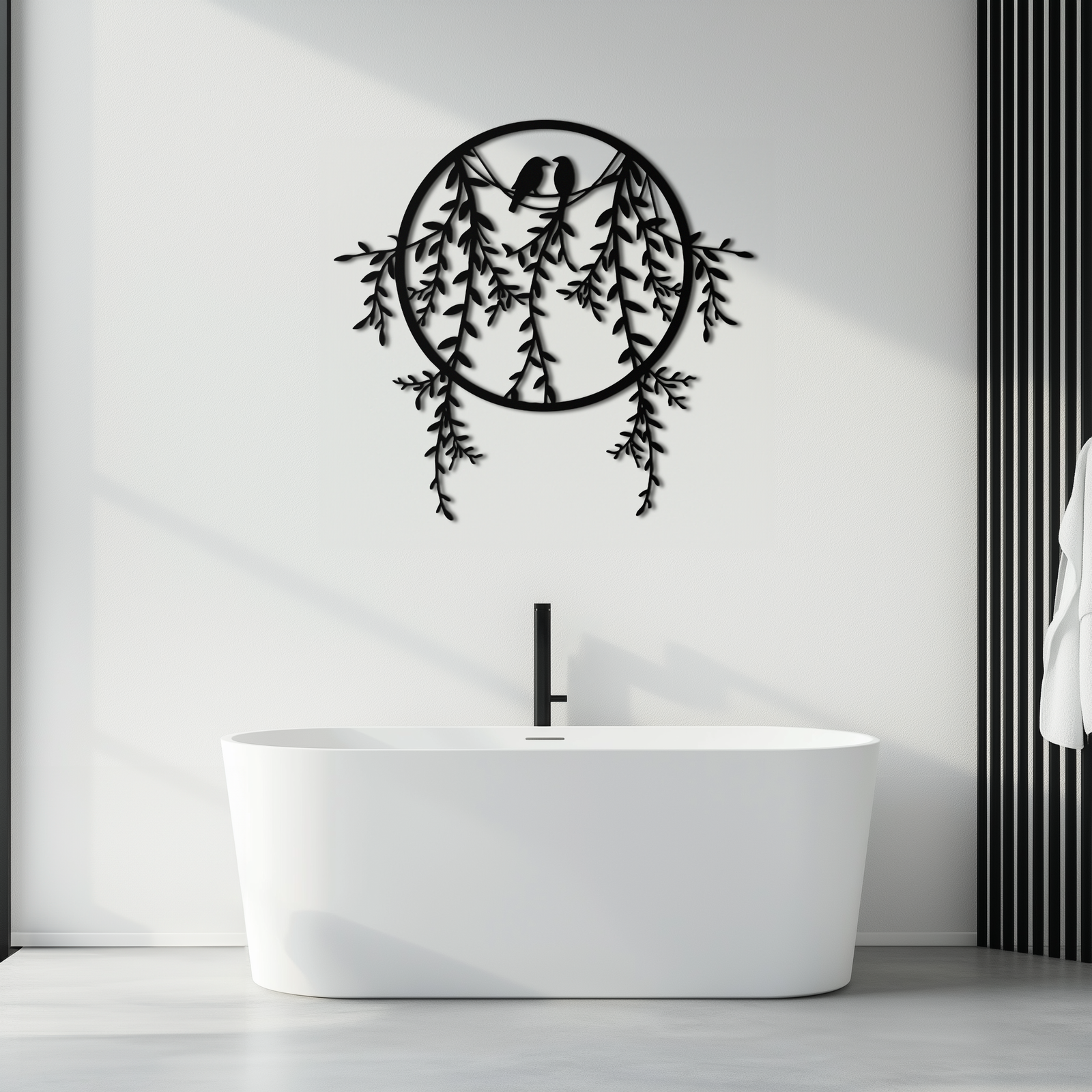 Love Birds Metal Wall Art – Romantic Nature Inspired Black Metal Decor- KAF523