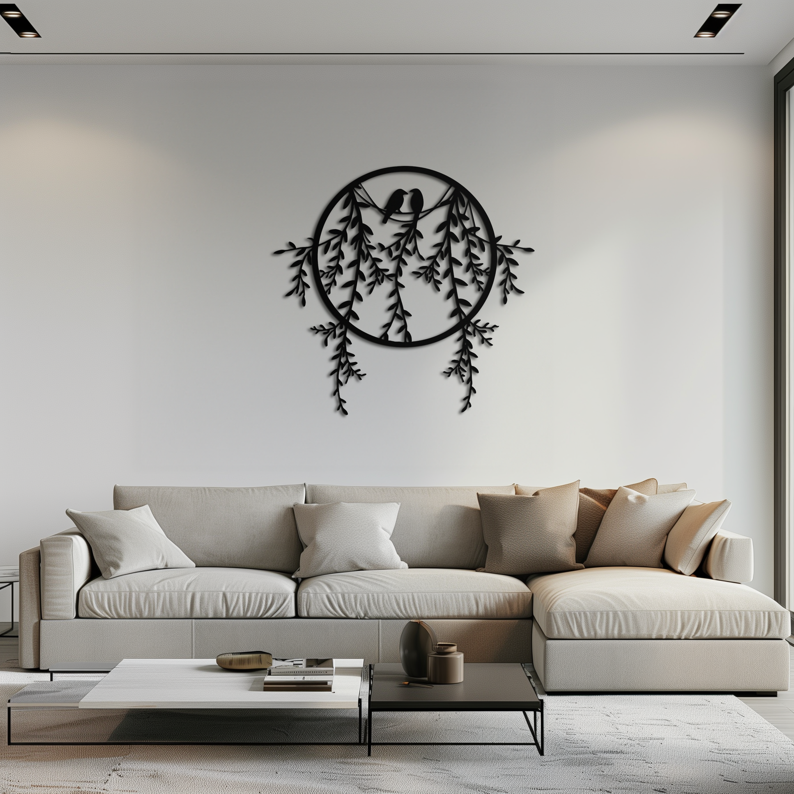 Love Birds Metal Wall Art – Romantic Nature Inspired Black Metal Decor- KAF523