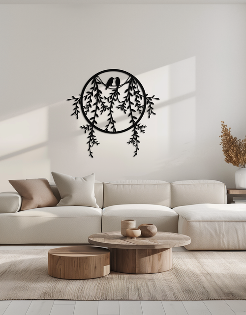 Load image into Gallery viewer, Love Birds Metal Wall Art – Romantic Nature Inspired Black Metal Decor- KAF523
