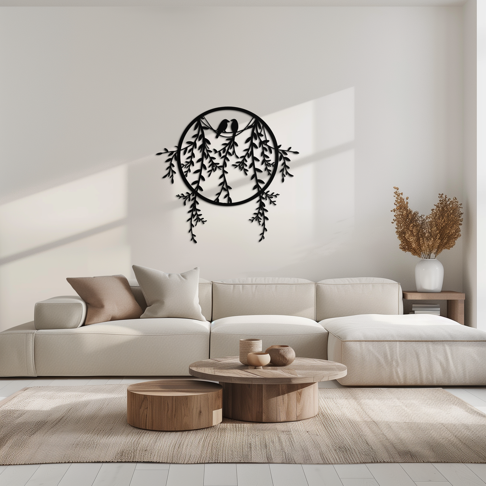 Love Birds Metal Wall Art – Romantic Nature Inspired Black Metal Decor- KAF523