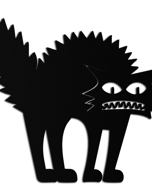Load image into Gallery viewer, Scared Cat Silhouette Metal Wall Art – Modern Black Cat Halloween Home Decor- KAF524
