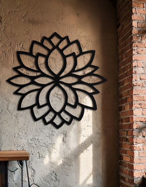 Resmi Galeri görüntüleyicisine yükleyin, Lotus Çiçeği Silüeti Metal Duvar Sanatı – Ev veya Ofis için Zarif Siyah Zen Dekoru- KAF525
