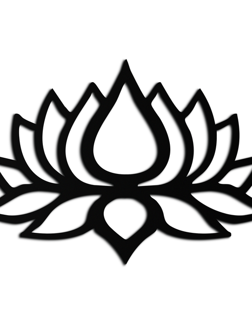 Resmi Galeri görüntüleyicisine yükleyin, Lotus Çiçeği Silüeti Metal Duvar Sanatı – Modern Siyah Çiçekli Ev Dekoru- KAF526
