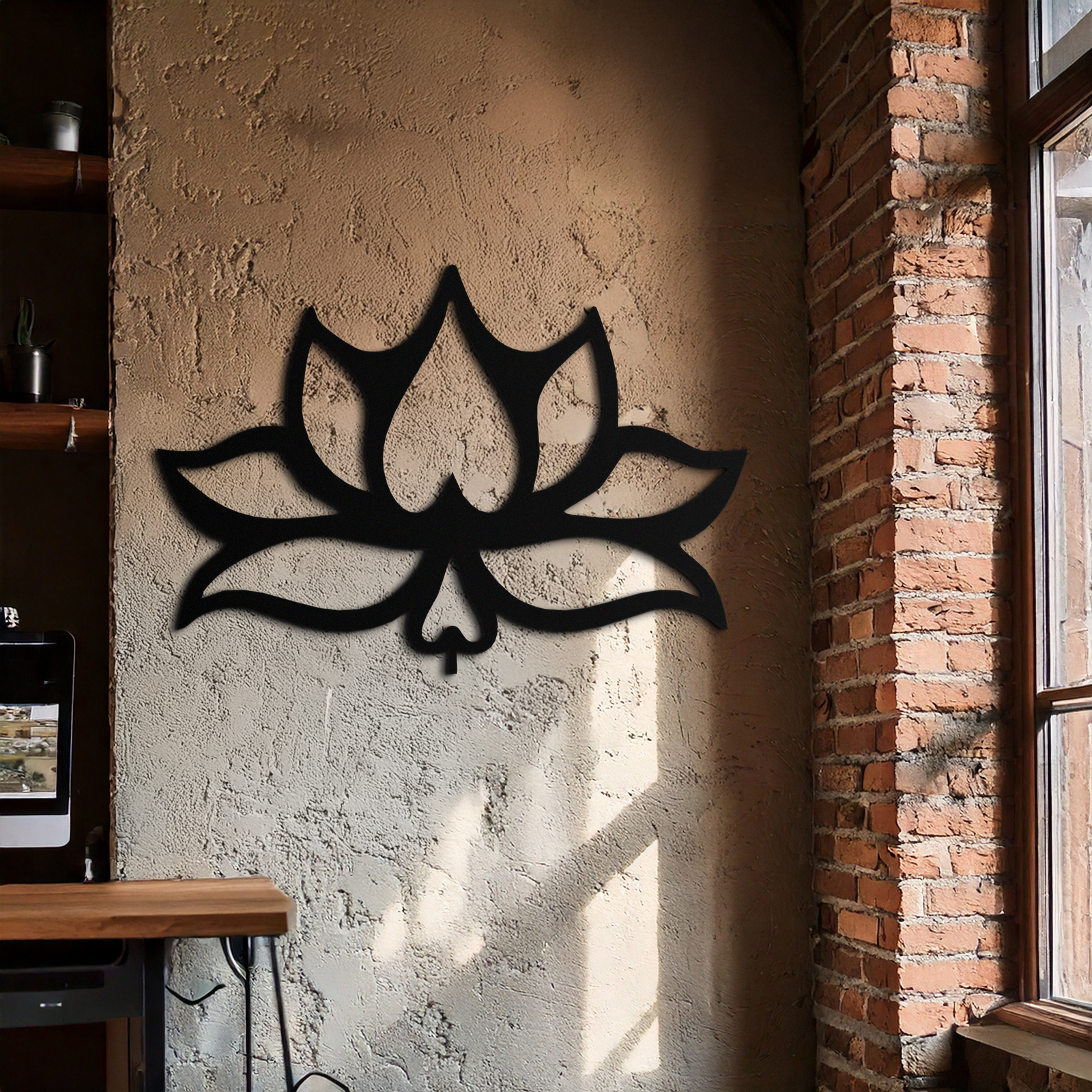 Lotus Çiçeği Metal Duvar Sanatı – Modern Siyah Çiçekli Duvar Dekoru- KAF527