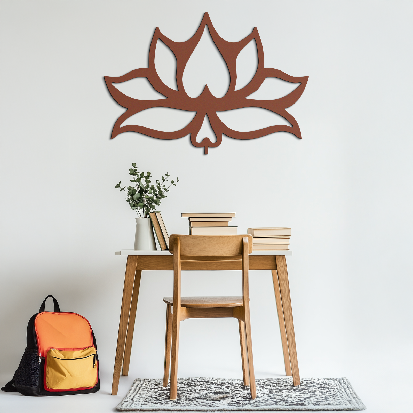 Lotus Flower Metal Wall Art – Modern Black Floral Wall Decor- KAF527