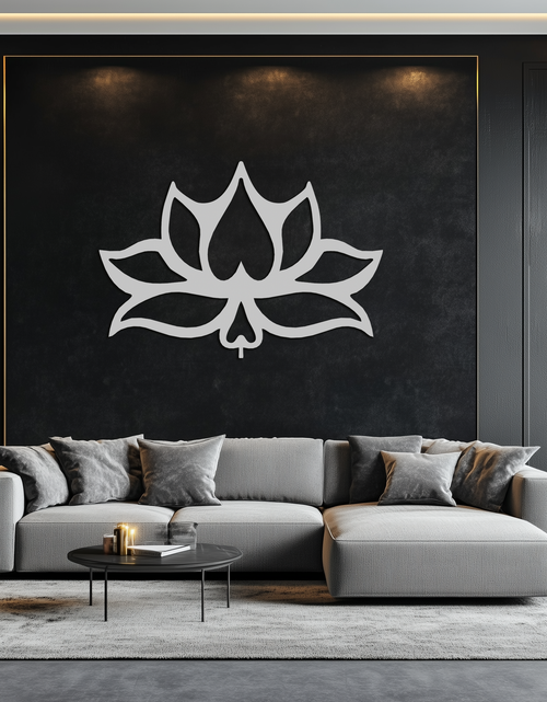 Resmi Galeri görüntüleyicisine yükleyin, Lotus Çiçeği Metal Duvar Sanatı – Modern Siyah Çiçekli Duvar Dekoru- KAF527

