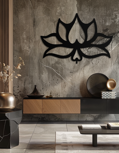 Resmi Galeri görüntüleyicisine yükleyin, Lotus Çiçeği Metal Duvar Sanatı – Modern Siyah Çiçekli Duvar Dekoru- KAF527
