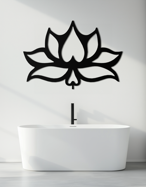 Resmi Galeri görüntüleyicisine yükleyin, Lotus Çiçeği Metal Duvar Sanatı – Modern Siyah Çiçekli Duvar Dekoru- KAF527
