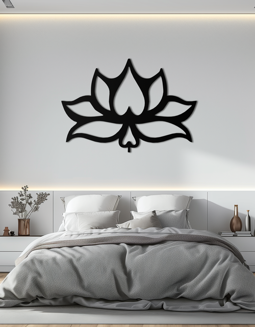 Resmi Galeri görüntüleyicisine yükleyin, Lotus Çiçeği Metal Duvar Sanatı – Modern Siyah Çiçekli Duvar Dekoru- KAF527

