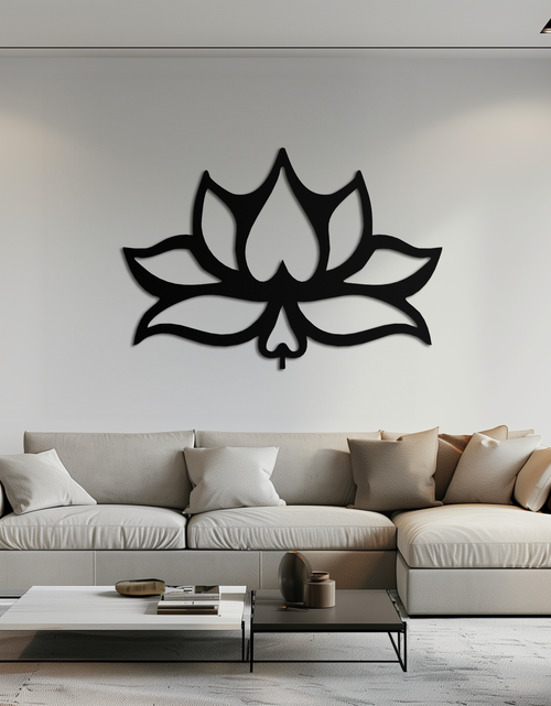 Resmi Galeri görüntüleyicisine yükleyin, Lotus Çiçeği Metal Duvar Sanatı – Modern Siyah Çiçekli Duvar Dekoru- KAF527
