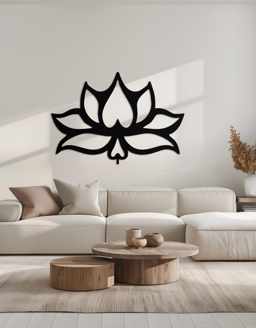 Resmi Galeri görüntüleyicisine yükleyin, Lotus Çiçeği Metal Duvar Sanatı – Modern Siyah Çiçekli Duvar Dekoru- KAF527
